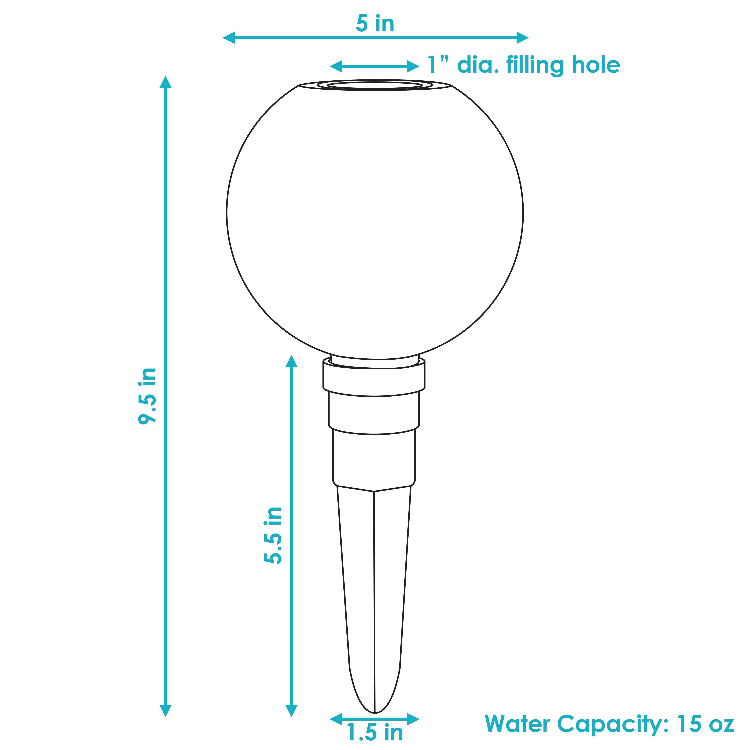 5 in 1" dia. filling hole  
9.5 in  
5.5 in  
1.5 in  
Water Capacity: 15 oz