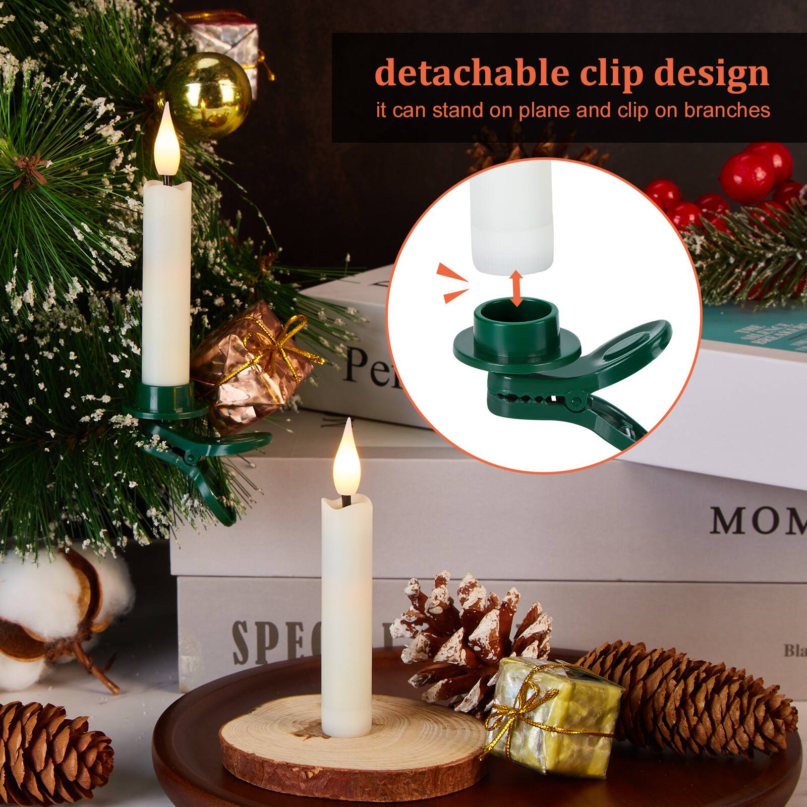 detachable clip design it can stand on plane and clip on branches