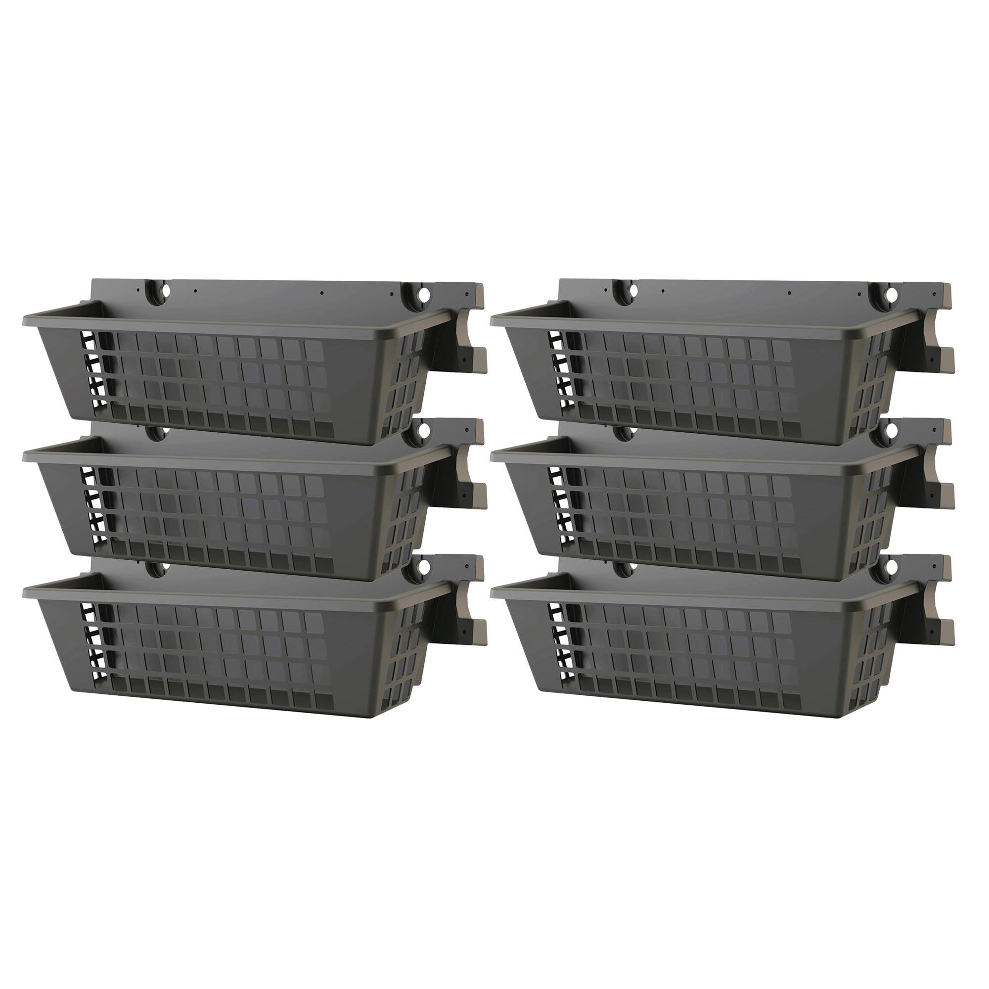Front. Suncast - Suncast 6 Pack 25 x 7.25 Inch Resin Basket Accessory for Outdoor Shed, Black.