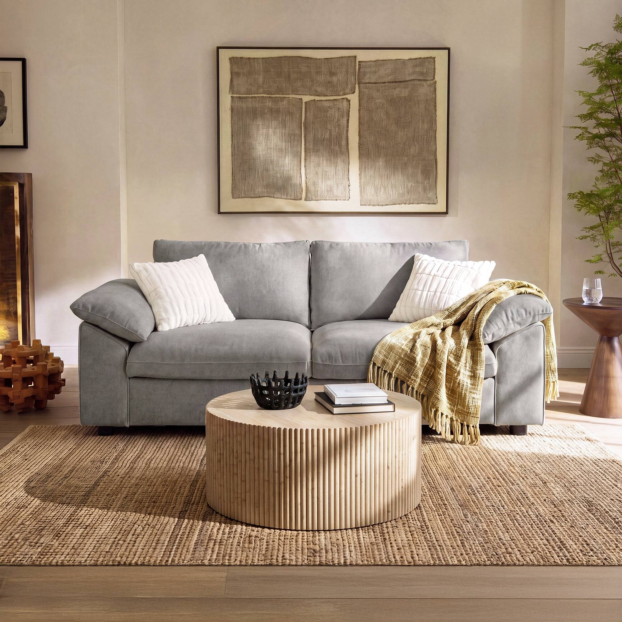 Angle. ModernMate - 86.22" W 2-Seat Chenille Cloud Down-Blend Modular Sectional Loveseat for Living Room - Gray Loveseat.