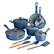 Angle. Tramontina - 14PC Cold Forged Cookware Set - Blue.