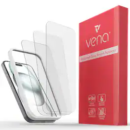 Vena - 3 Pack For iPhone 16 Plus Screen Protector, 2.5D 0.3mm Tempered Glass Screen Protector For iPhone 16/15 Plus - Clear