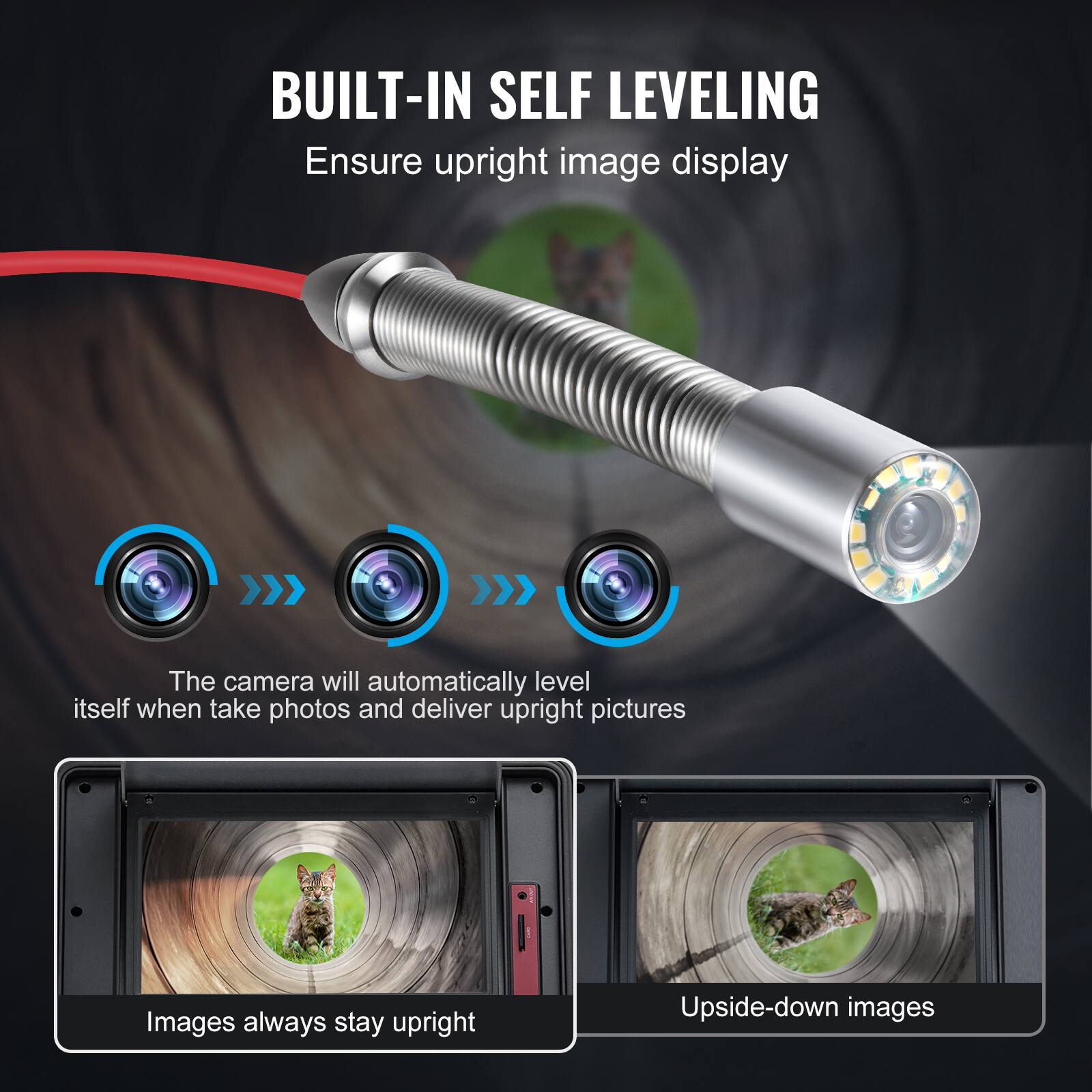 BUILT-IN SELF LEVELING  
Ensure upright image display  

The camera will automatically level itself when taking photos and deliver upright pictures  

Images always stay upright  
Upside-down images