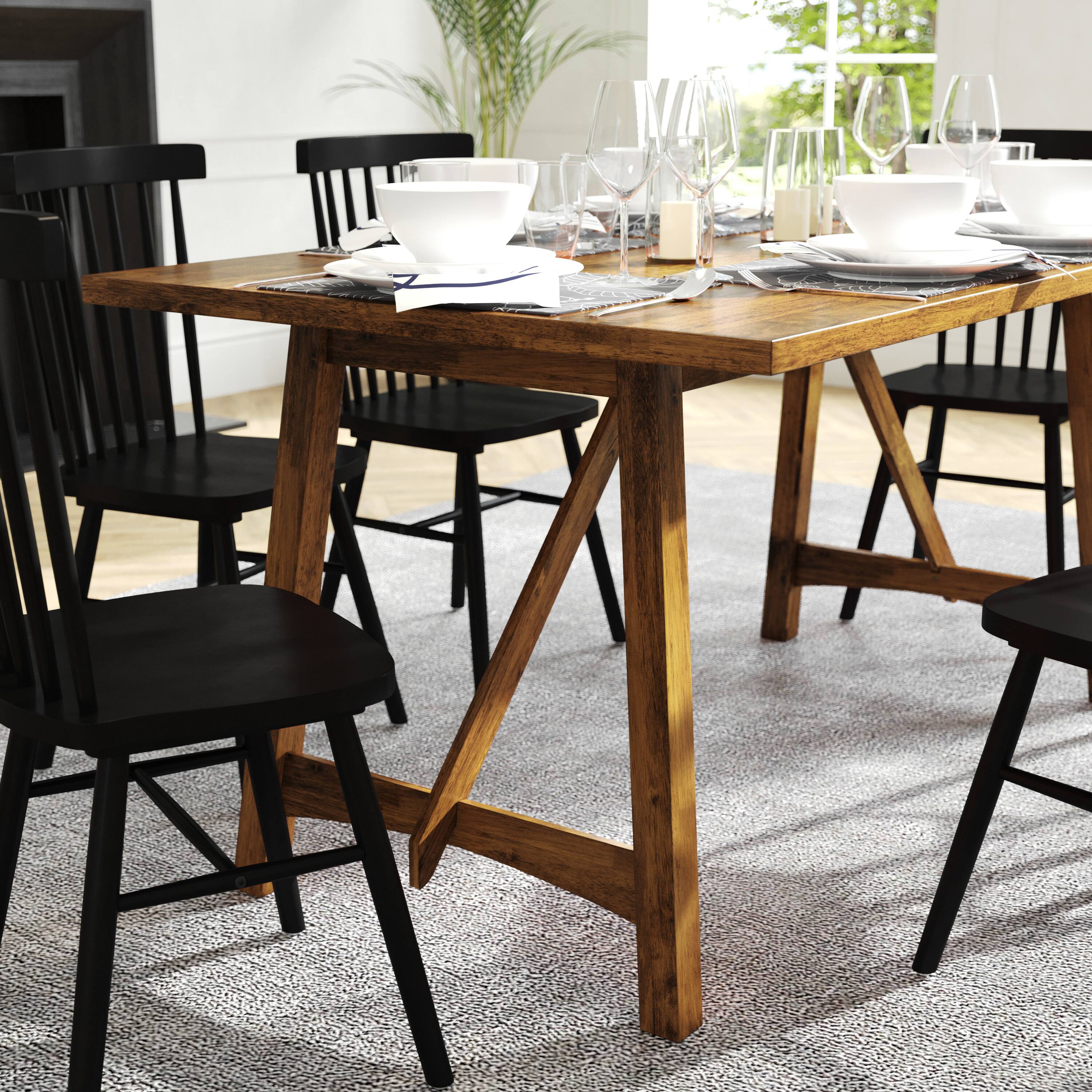 Alt View 3. Flash Furniture - Everly 60" Solid Wood Trestle Base Dining Table, Farmhouse Style Commercial Grade Table with Seating for 6, Light Cappuc - Brown.
