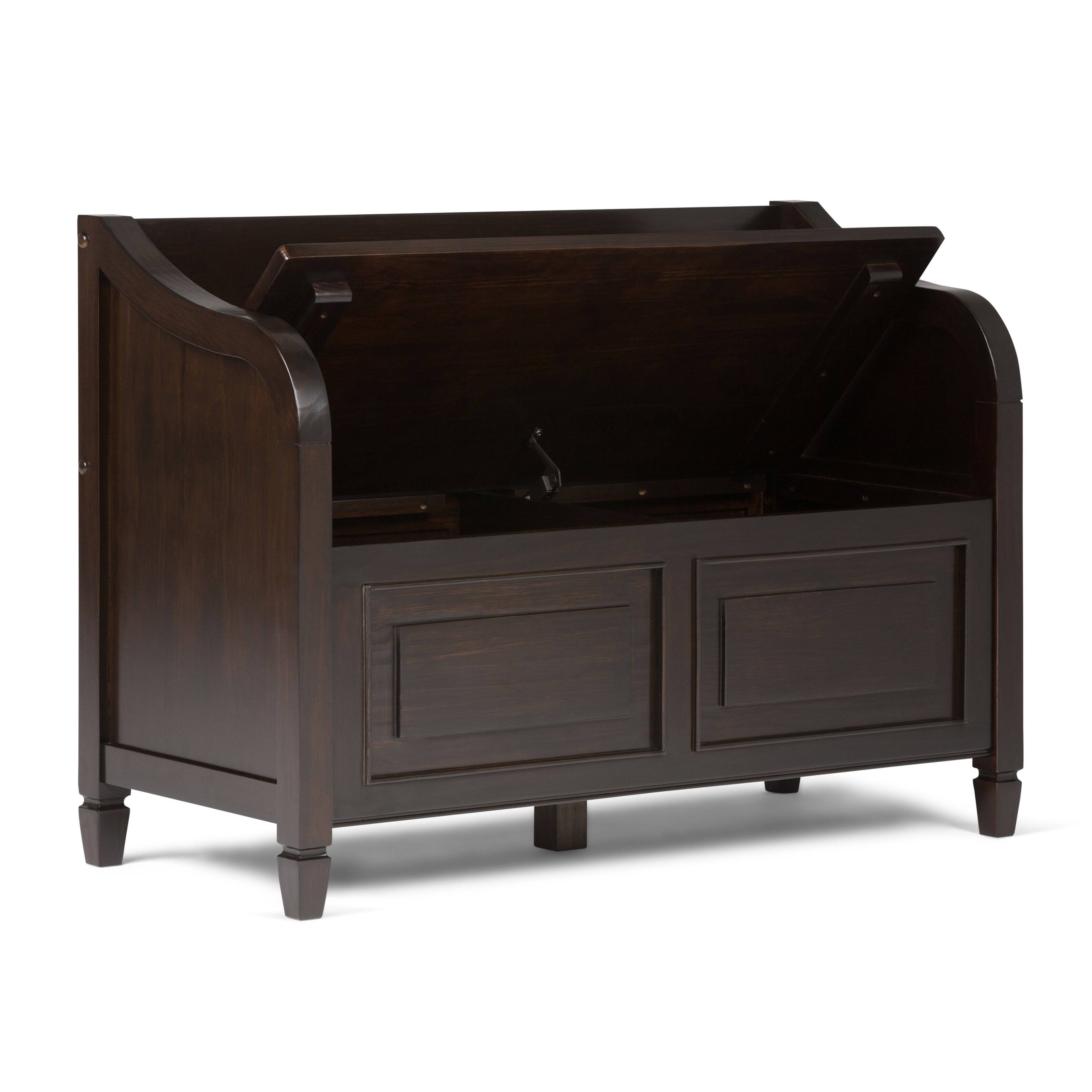 Back. Simpli Home - Connaught Solid Wood 42 inch Wide Storage Bench and 40 inch Wide Storage Cabinet in Dark Chestnut Brown - Dark Chestnut Brown.