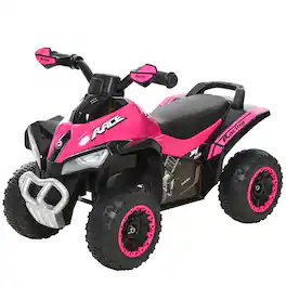 Aosom - Kids Ride On Push Car, Ride Racer, Foot-to-floor, Walking ATV Toy, Music, Lights, 1.5-3 Years