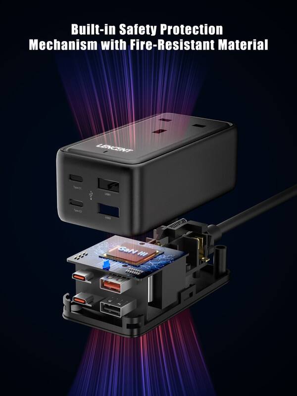Built-in Safety Protection Mechanism with Fire-Resistant Material

LENCENT

-1

USA

SDOOT

US82

GaN