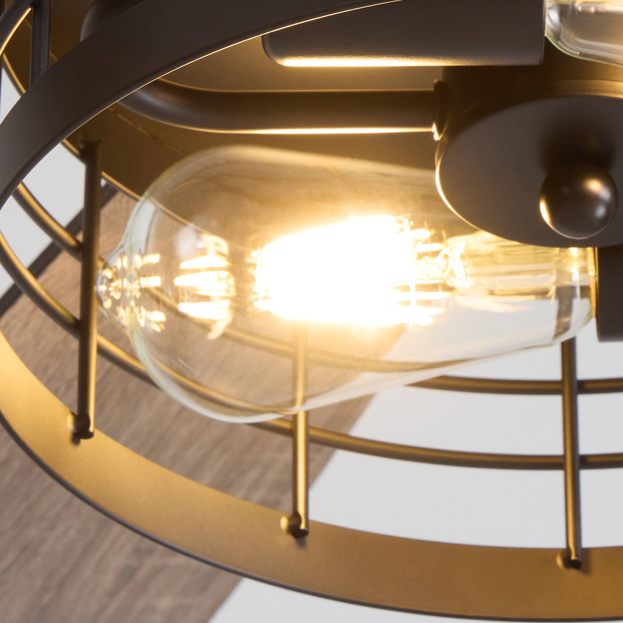 Alt View 8. Siljoy - 52 Inch Matte Black Industrial Iron Cage Ceiling Fan with Lights APP Control for Indoor Patio - Black.