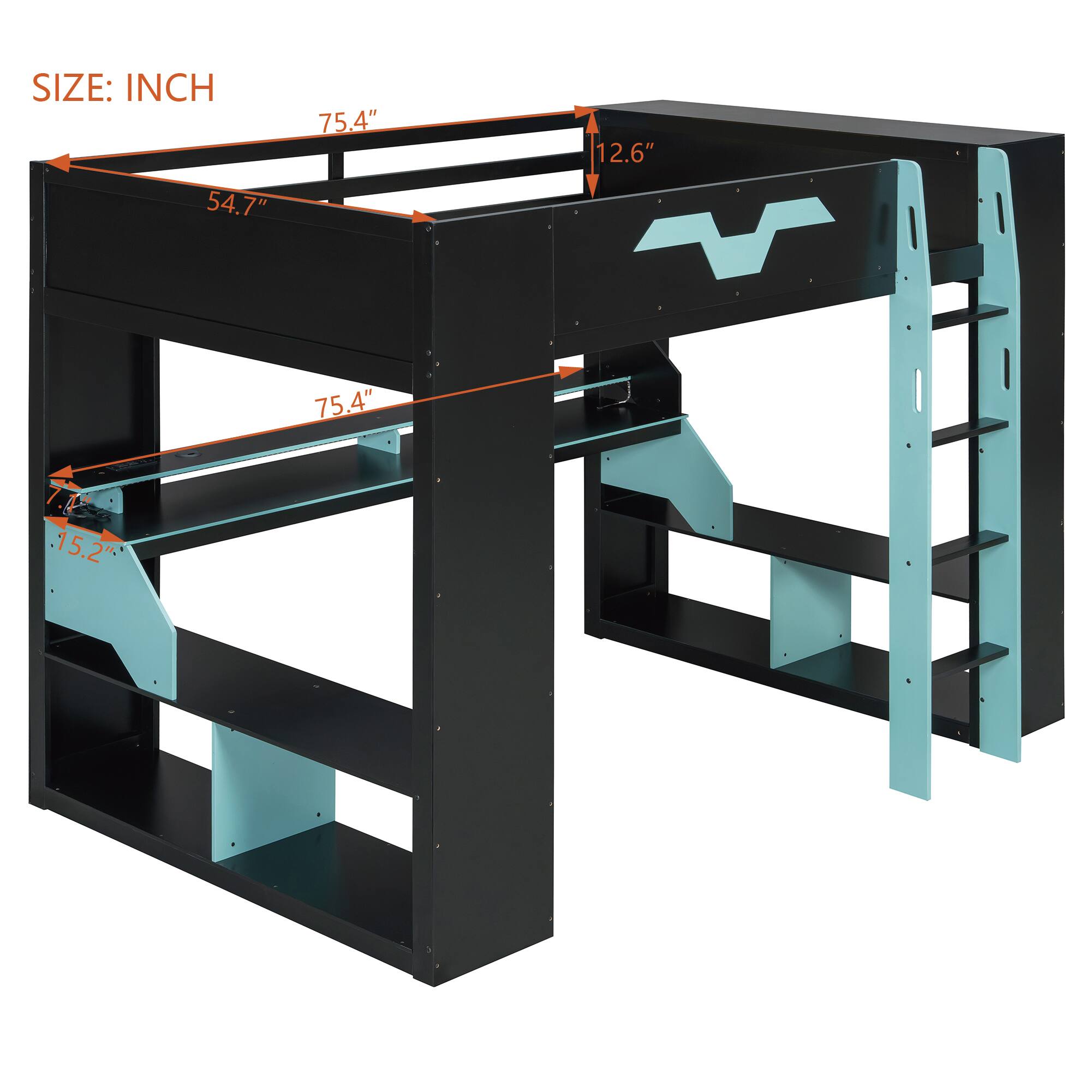 SIZE: INCH  
54.7" x 75.4" x 12.6" x 75.4" x 15.2"