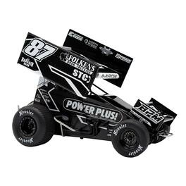Winged Sprint Car #87 Aaron Reutzel "Power Plus" Black (2026) 1/18 Diecast Model Car by ACME