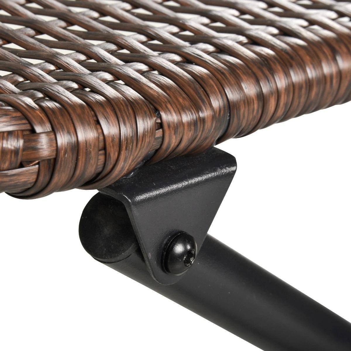 Back. Resenkos - Resenkos 3PC Rattan Wicker Bistro Set, Two Chairs And A Center Table, Foldable, Brown - Brown.