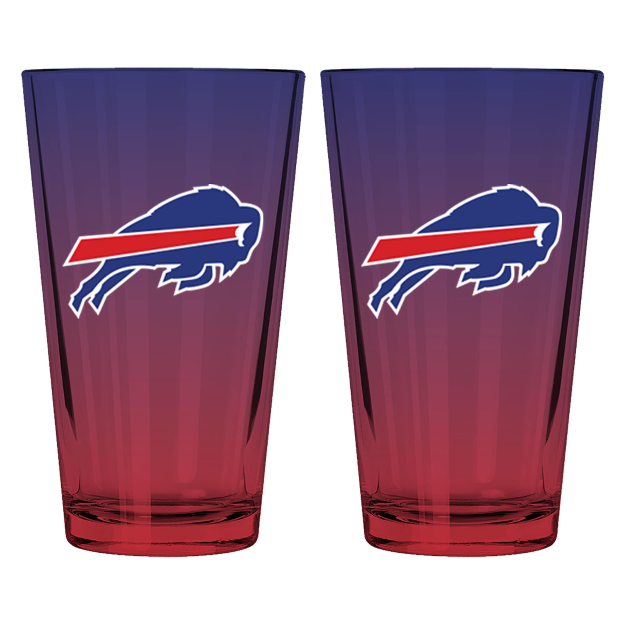 Front. The Memory Company - Buffalo Bills Two-Pack 16oz. Ombre Pint Glass Set - Multicolor.