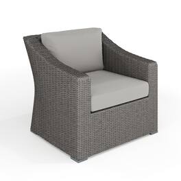 Martha Stewart - Bedford Outdoor Rattan Wicker Accent Chair with All-Weather Cushions - Gray Cushions/Gray Frame