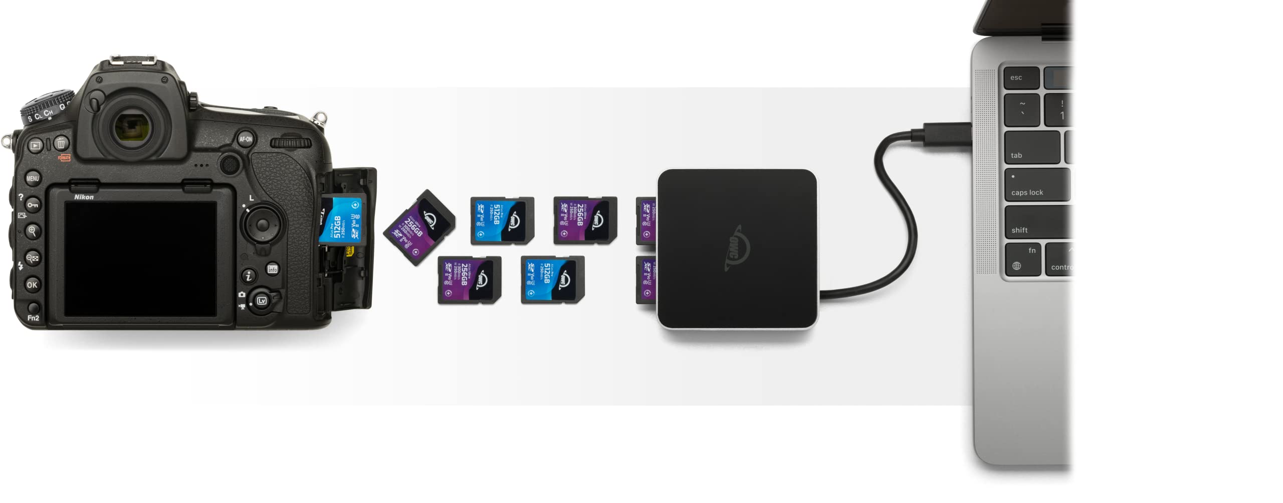 Sure, here is the corrected and grouped text from the image:

**Camera:**
- Nikon
- D5100
- D5100
- D5100
- D5100

**Memory Cards:**
- 512GB
- 256GB
- 256GB
- 256GB
- 256GB

**Memory Card Reader:**
- SanDisk

**Laptop:**
- (No visible text)

**Other:**
- (No visible text)