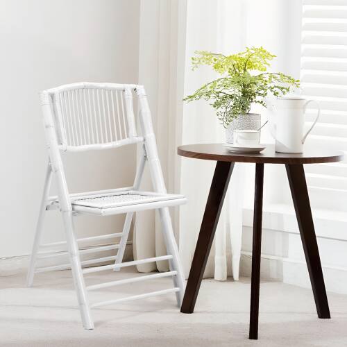 Alt View 6. Winado - 34in 1PC Portable Bamboo Folding Chair, Comfortable Seat Dining Chair for Indoor Outdoor Patio Wedding Party Events - White.