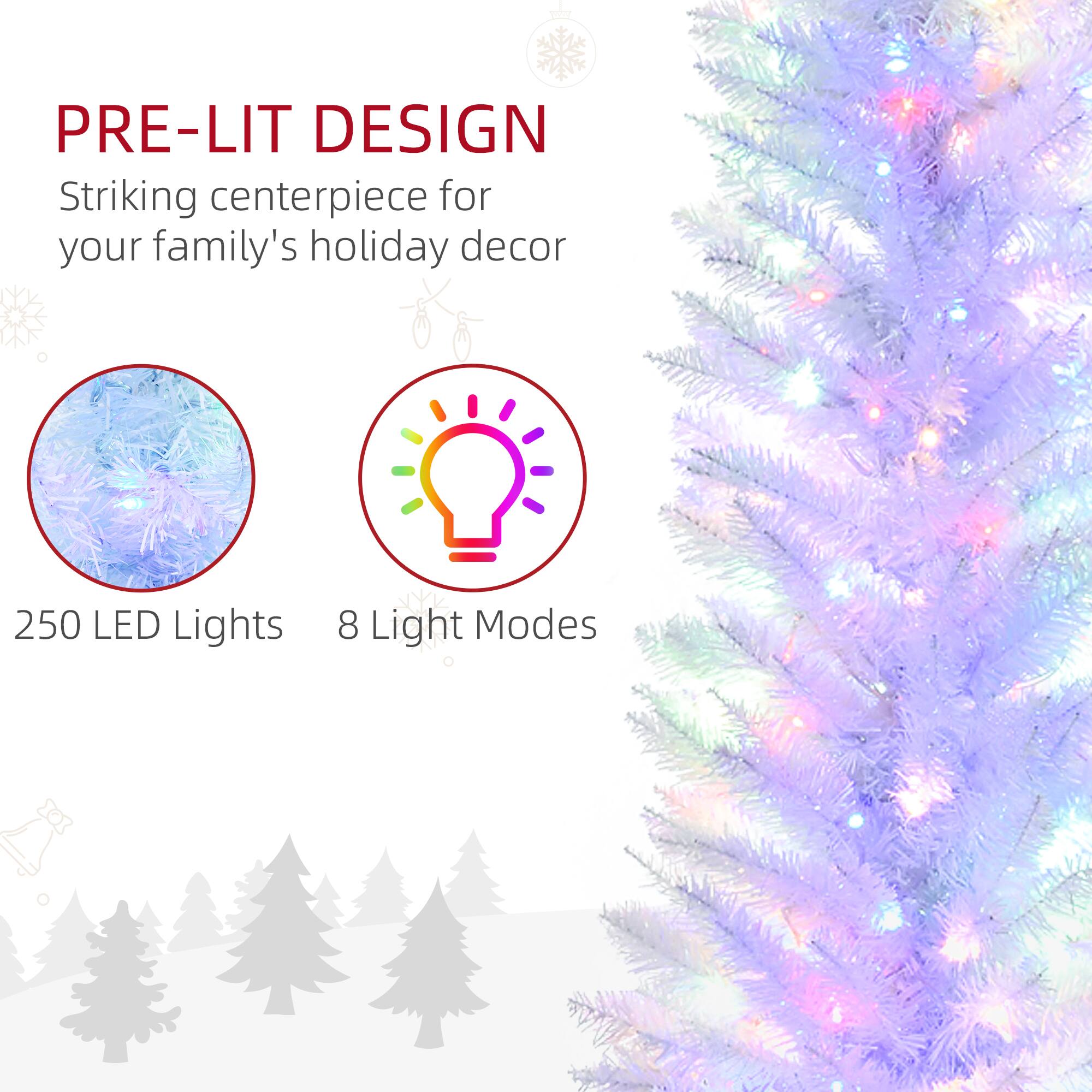 PRE-LIT DESIGN  
Striking centerpiece for your family's holiday decor  

250 LED Lights  
8 Light Modes