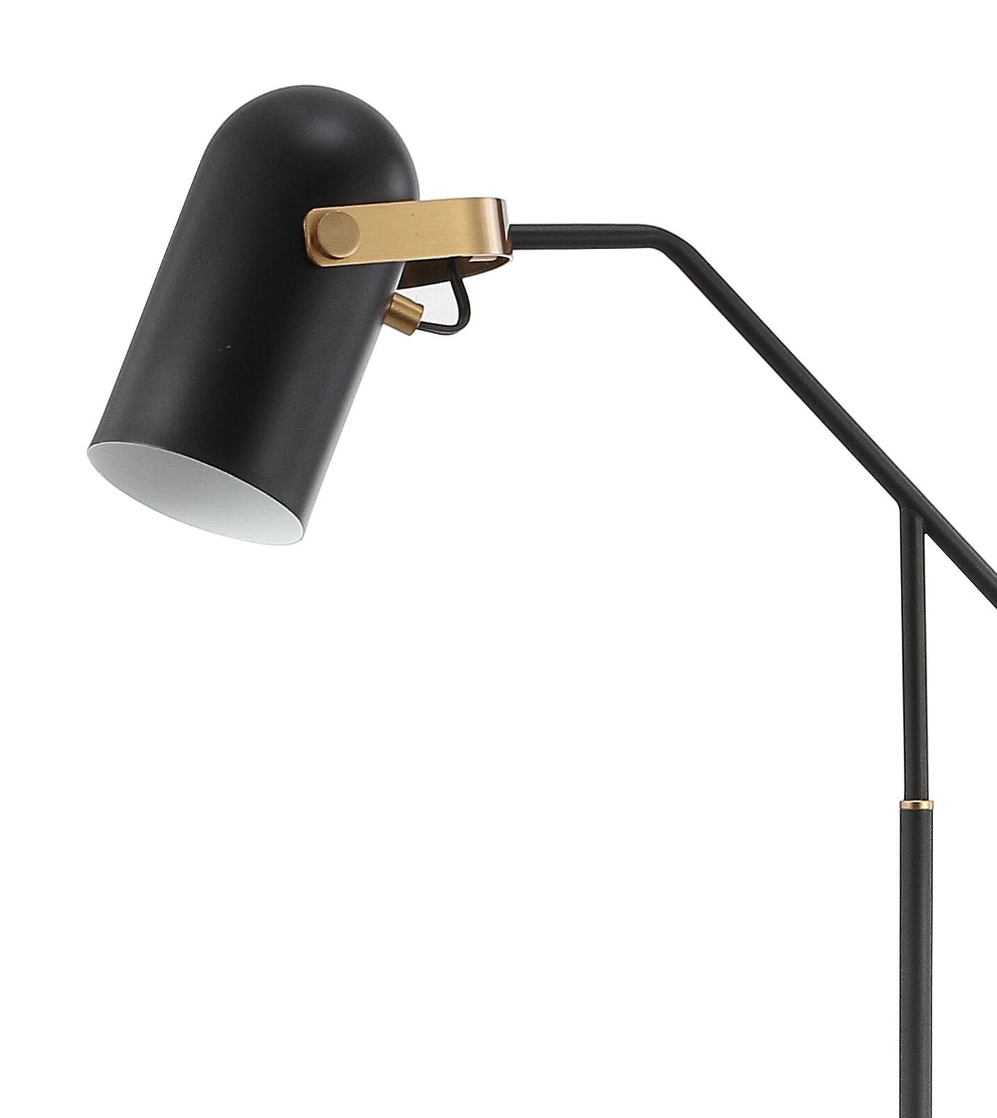 Alt View 4. Jonathan Y - Eugenio 58.5" Metal LED Floor Lamp, Black/Brass Gold - Black/Brass Gold.