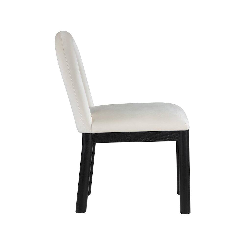 Alt View 3. Meridian Furniture - Conrad Cream Velvet Dining Chair - Beige.