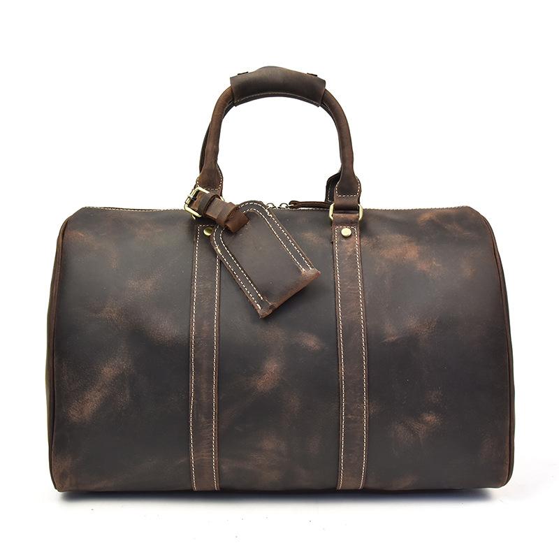 Alt View 7. Steel Horse Leather - The Brandt Weekender | Small Leather Duffle Bag - Brown.