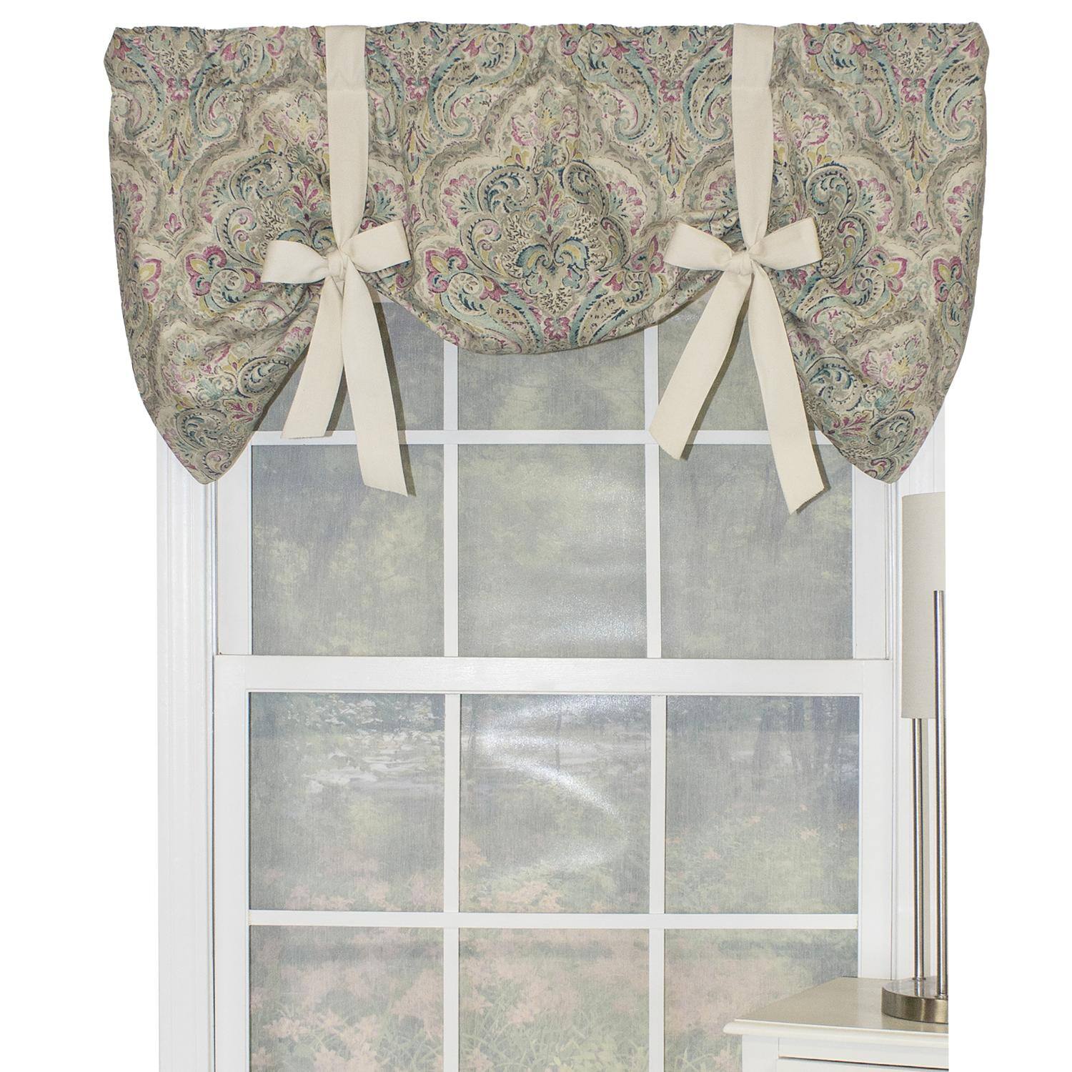 Front. RLF Home - RLF Home Lady Queen Tailored 100% Cotton with Fully Lined 3" Rod Pocket Valnance for Windows 50" x 20" Multi - Multi.