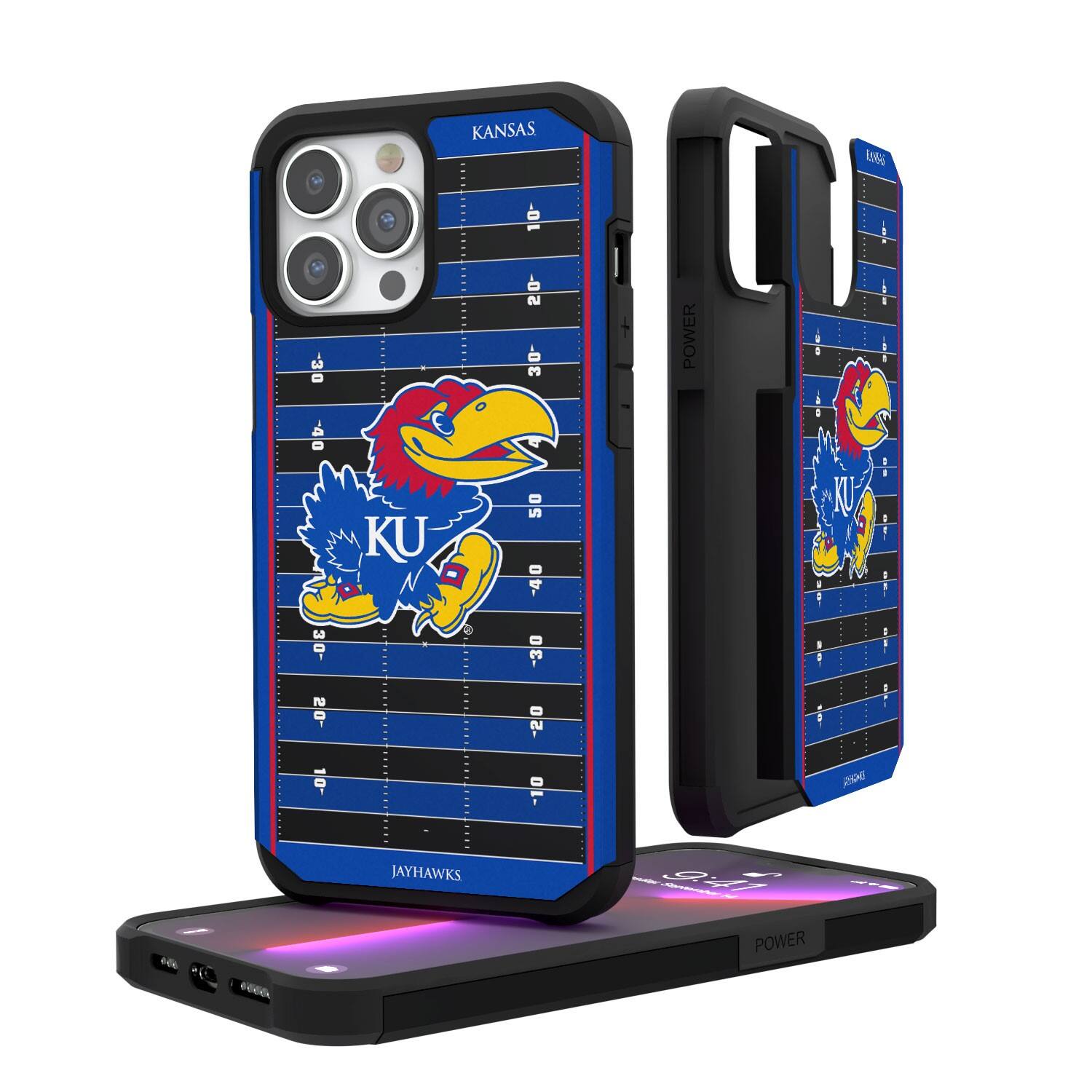 Keyscaper - NCAA - Kansas Jayhawks Field iPhone Rugged Case - 15 Plus - Multicolor