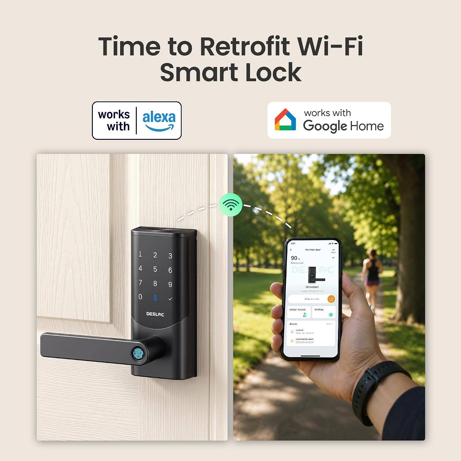 Time to Retrofit Wi-Fi Smart Lock works with Alexa and Google Home.