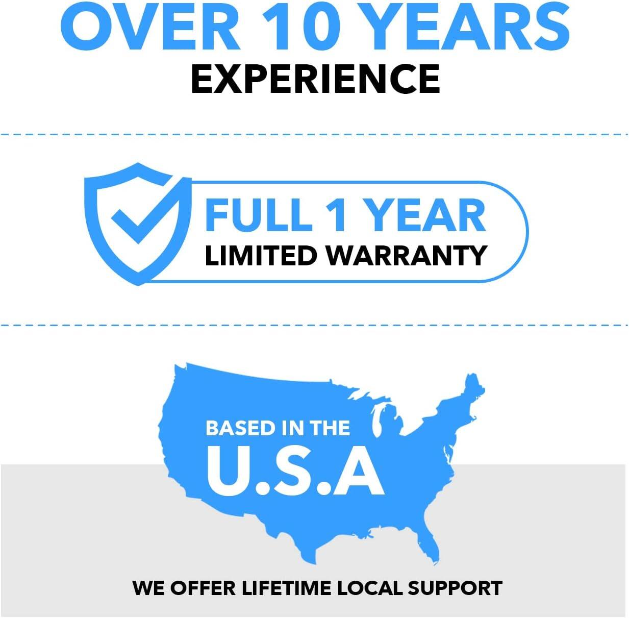 Over 10 years experience. Full 1 year limited warranty. Based in the U.S.A. We offer lifetime local support.
