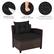 The image features a wicker chair with a black cushion on it. The chair has a zippered cover for easy rinsing, a soft and high resilience sponge, and a waterproof cover that is not enough to prevent rain. The chair is displayed in a way that showcases its features and benefits.