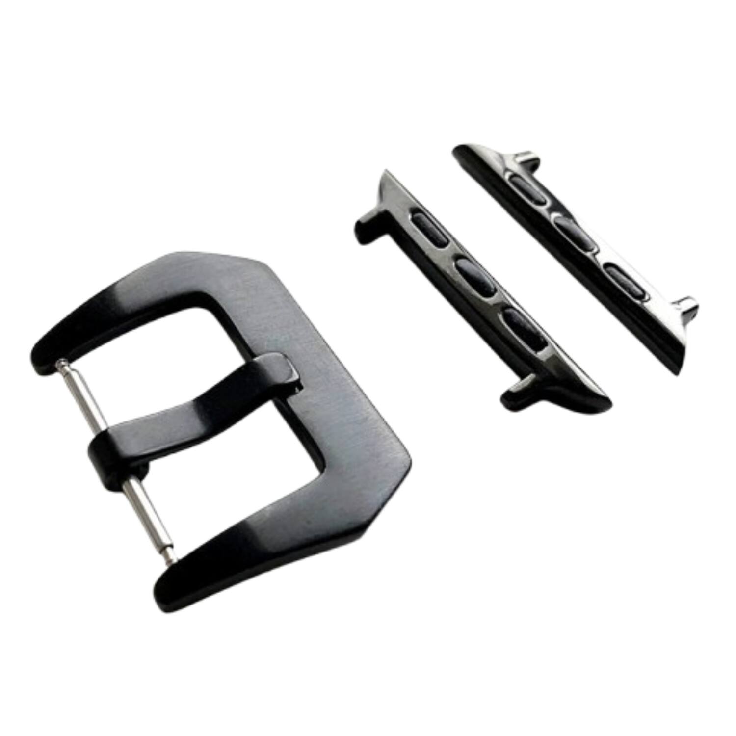 Front. Home Collection - Dark Brown Embossed Band Strap for Apple Watch Ultra 2 - Black with smooth buckle - Black.