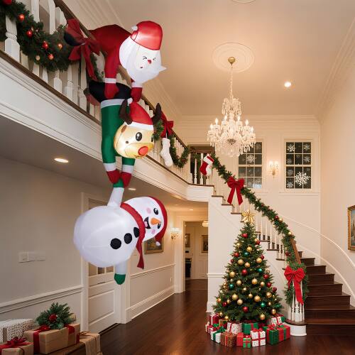 Alt View 6. Winado - 7.5FT Christmas Inflatable Hanging Santa Reindeer Snowman with Built-in LED Lights for Holiday Party Garden Decoration - Multicolor.