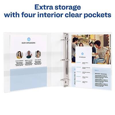 Extra storage with four interior clear pockets

OUR SPEAKERS
- [Name] [Title]
- [Name] [Title]
- [Name] [Title]

SCHEDULE
- [Event Name] [Date] [Time]
- [Event Name] [Date] [Time]
- [Event Name] [Date] [Time]

[Additional Information]