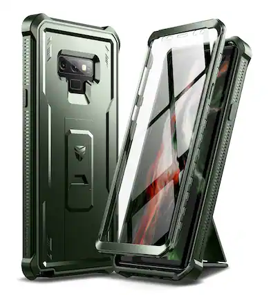 Front. Dexnor - Full Body Case for Samsung Galaxy Note 9/6.4 inches Heavy Duty Military Grade Protection Shockproof Protective Cover - Army Green.
