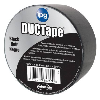 ipg DUCTape
Black Noir Negro
Aggressive adhesive, adheres to most surfaces • Strong, durable, weather proof • For use indoors or outdoors
Adhésif agressif, scelle la plupart des surfaces • Durable à l'extérieur • Peut être utilisé à l'intérieur et à l'extérieur
Adhesivo agresivo, sella la mayoría de las superficies • Fuerte, duradera, resistente al agua • Para usarse en interiores y exteriores
48mm x 18.2m (1.88in x 20yds)
0 77922 85763
Intertape Polymer Group Inc.
Made in USA
www.itape.com