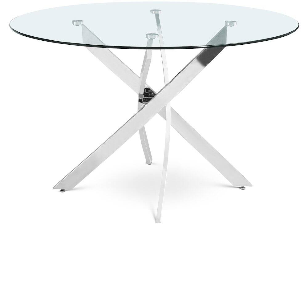 Front. Meridian Furniture - Xander Chrome Dining Table - Silver.