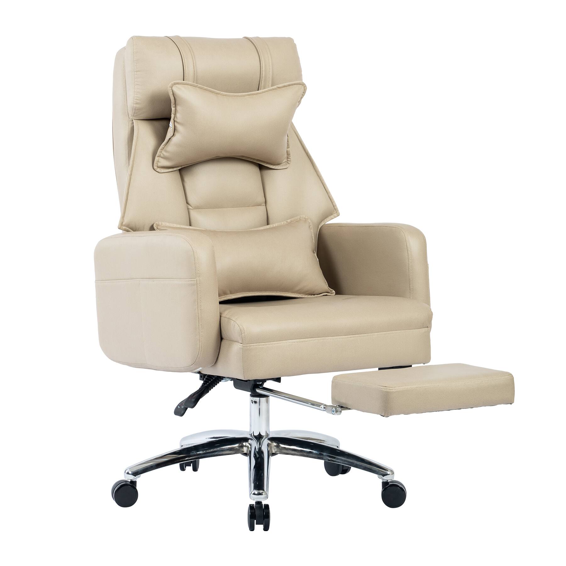 Alt View 6. GOODSILO - Swivel Ergonomic Office Chair High Back with Lumbar Support & Headrest, Reclining Computer Chair - Beige.