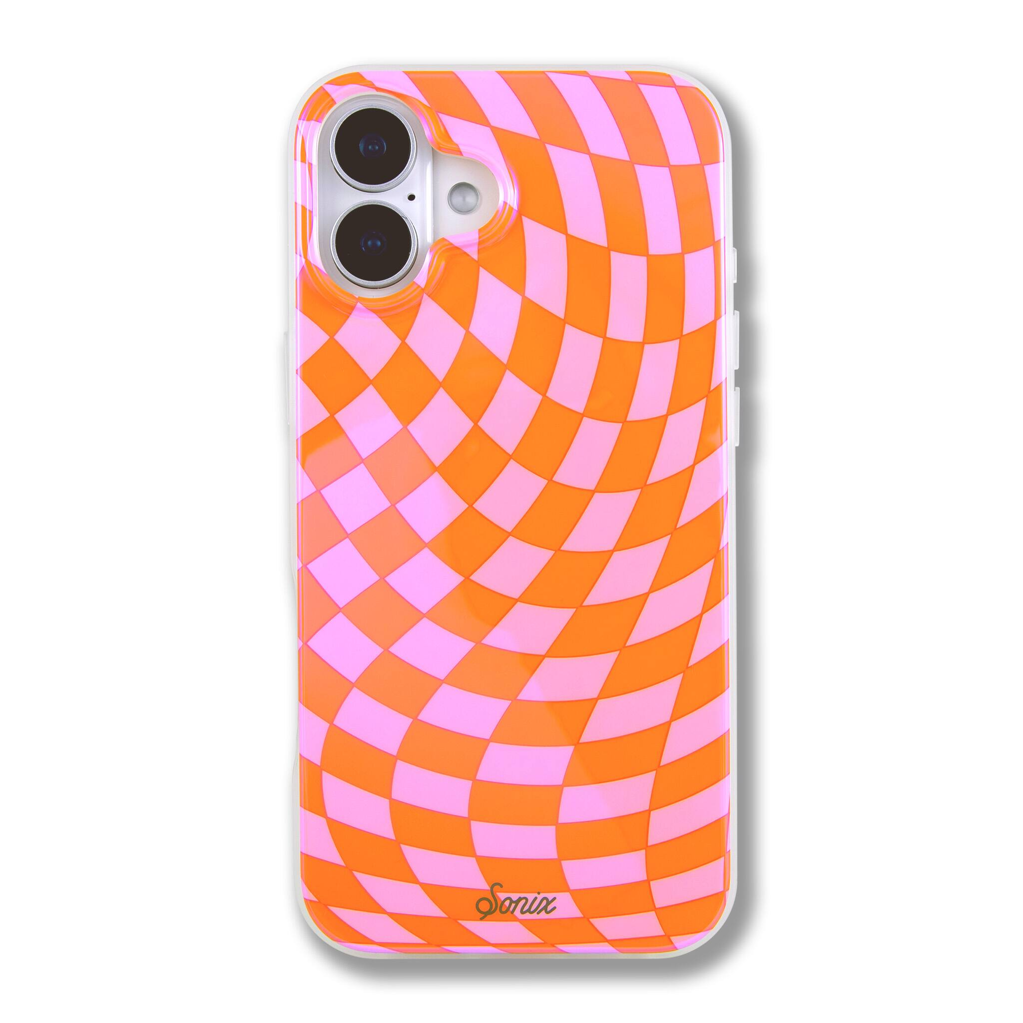 Front. Sonix - iPhone 16 Plus Case Checkmate Pink & Orange - Pink.