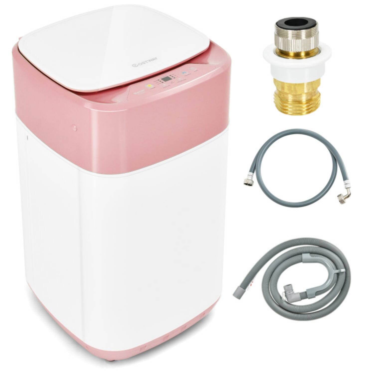 Alt View 7. LUCKY ONE - 8 lbs Freestanding Portable Fully Automatic Washer with Drain Pump - Pink.