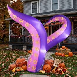 WELLFOR - 6.5 Ft Halloween Inflatable Tentacles Decoration with LED Lights and Suction Cups - Multicolor