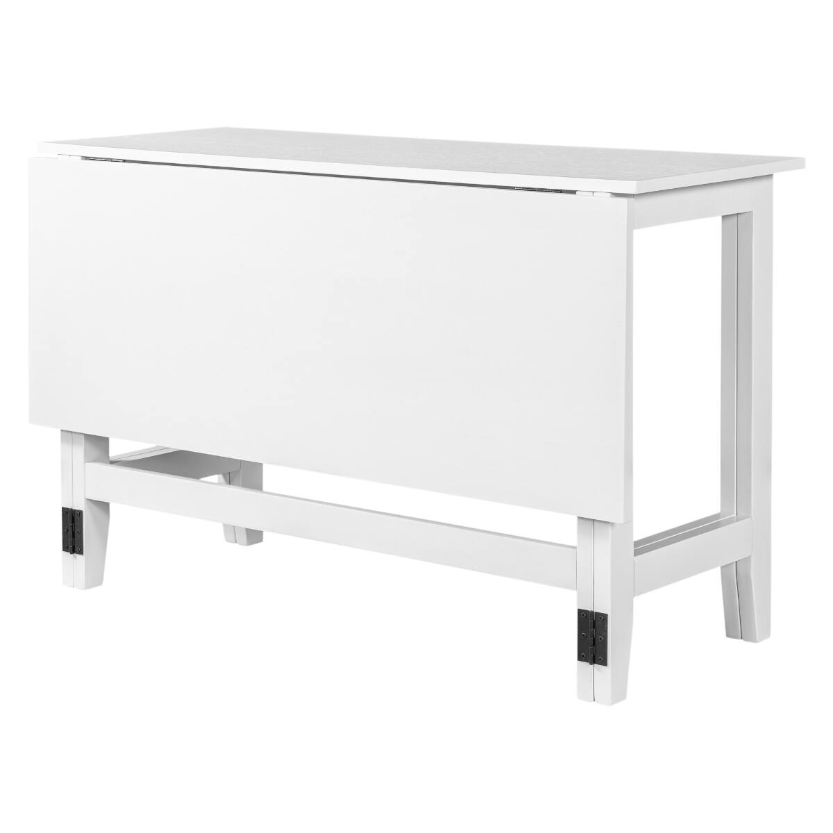 Alt View 2. Loheer - Loheer White Farmhouse Dining Table, Extendable Drop Leaf Design for Small Spaces - White.