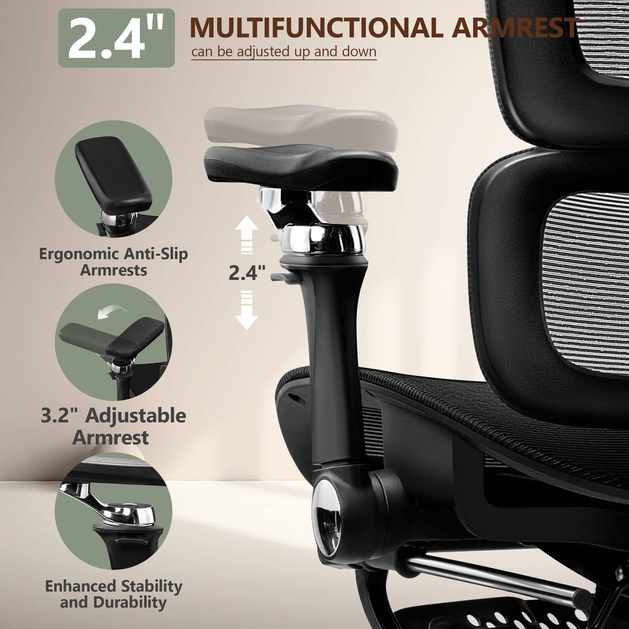 KERDOM All in one High End Ergonomic Office Chair with Footrest