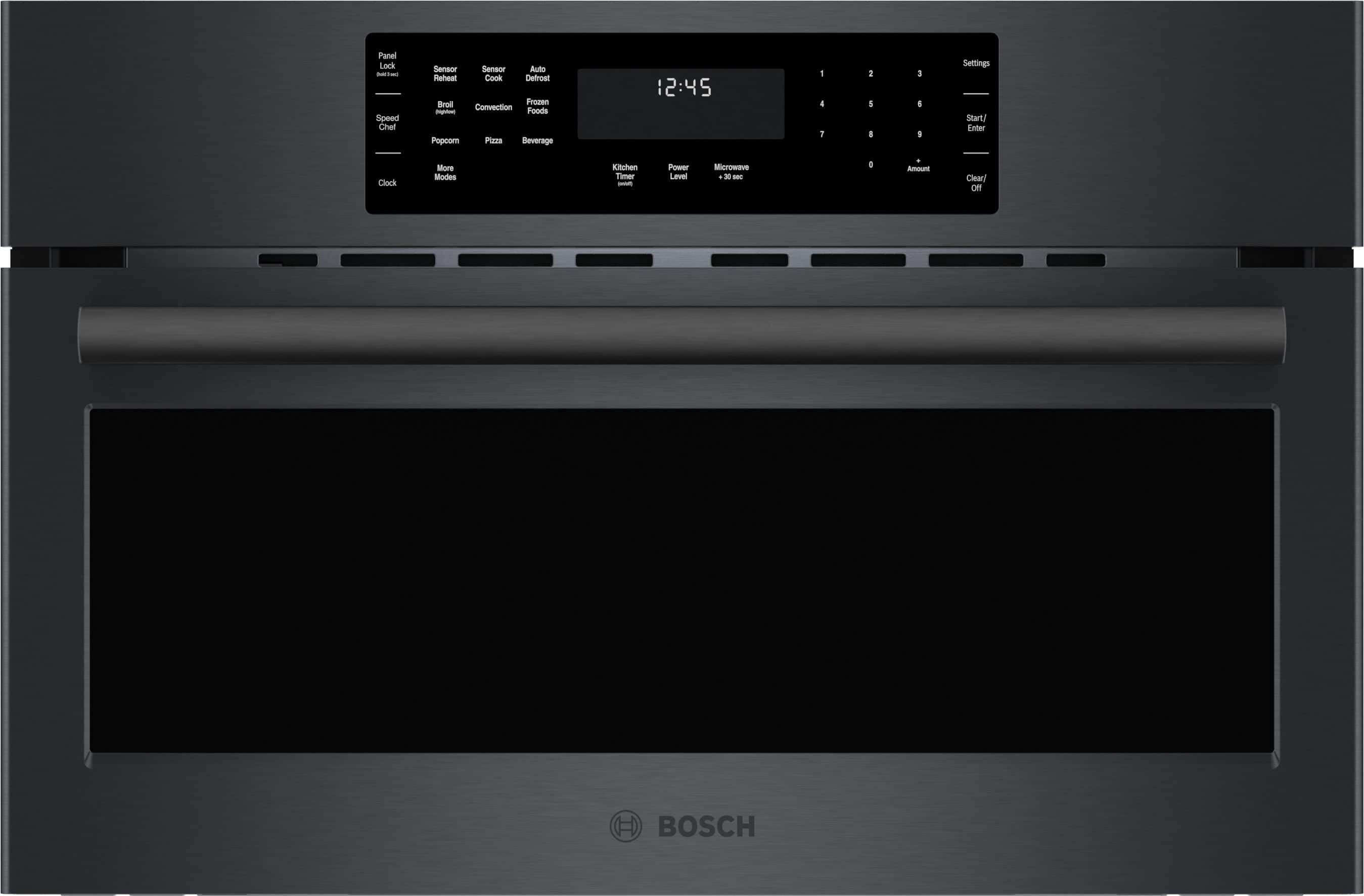 Bosch - 800 Series 1.6 Cu. Ft. Convection Built-In Microwave with Sensor Cooking - Black Stainless Steel - Front_Zoom