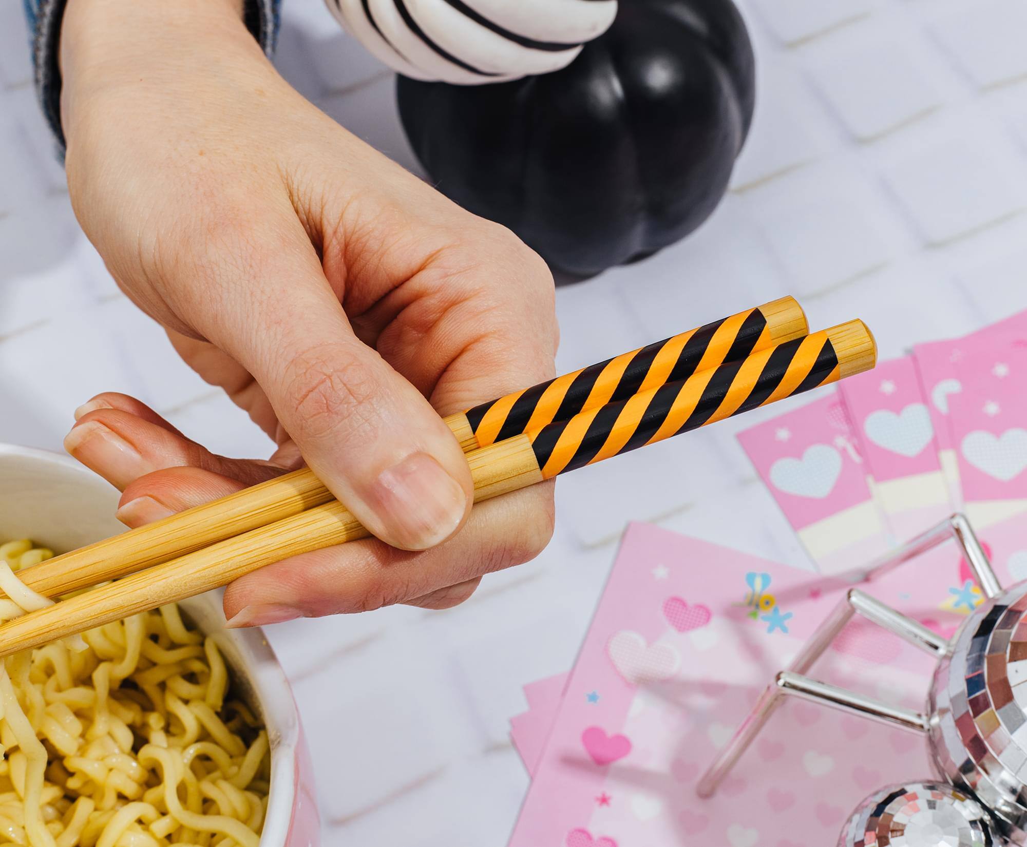 Alt View 5. Silver Buffalo - Care Bears Trick-or-Sweet Bear 20-Ounce Ceramic Ramen Bowl With Chopsticks - Pink.