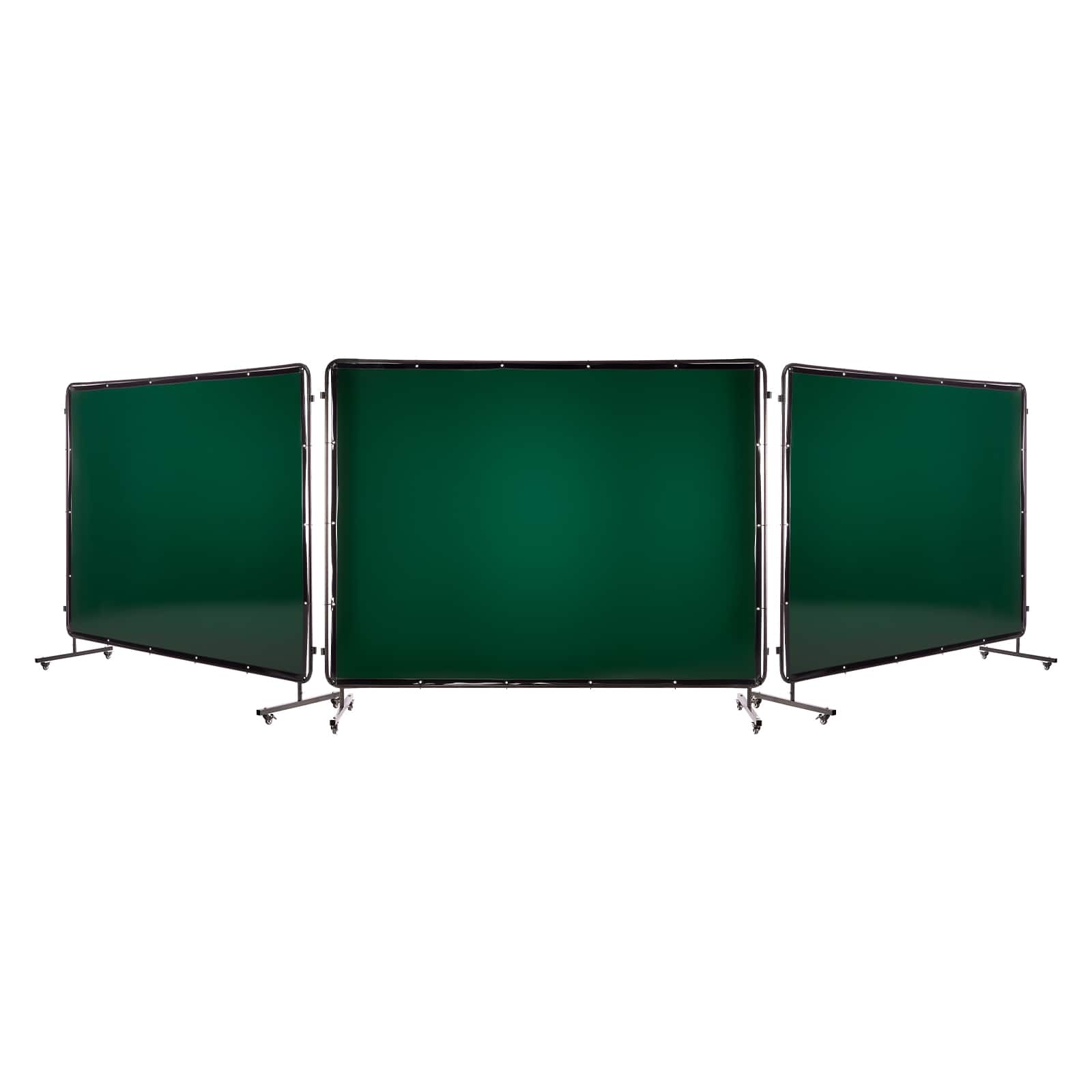 VEVOR - Welding Screen with Frame, 3-Panel 6 x 8 FT Welding Curtain Screen, Flame-Resistant Vinyl Safety Protection Screens - Dark Green