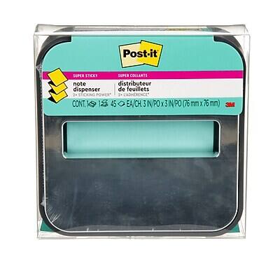 Post-it SUPER STICKY SUPER COLLANTS  
note dispenser distributeur de feuilletts  
CONT. 45 EA/CH 3 IN X 3 IN / PO (76 mm X 76 mm)  
3M