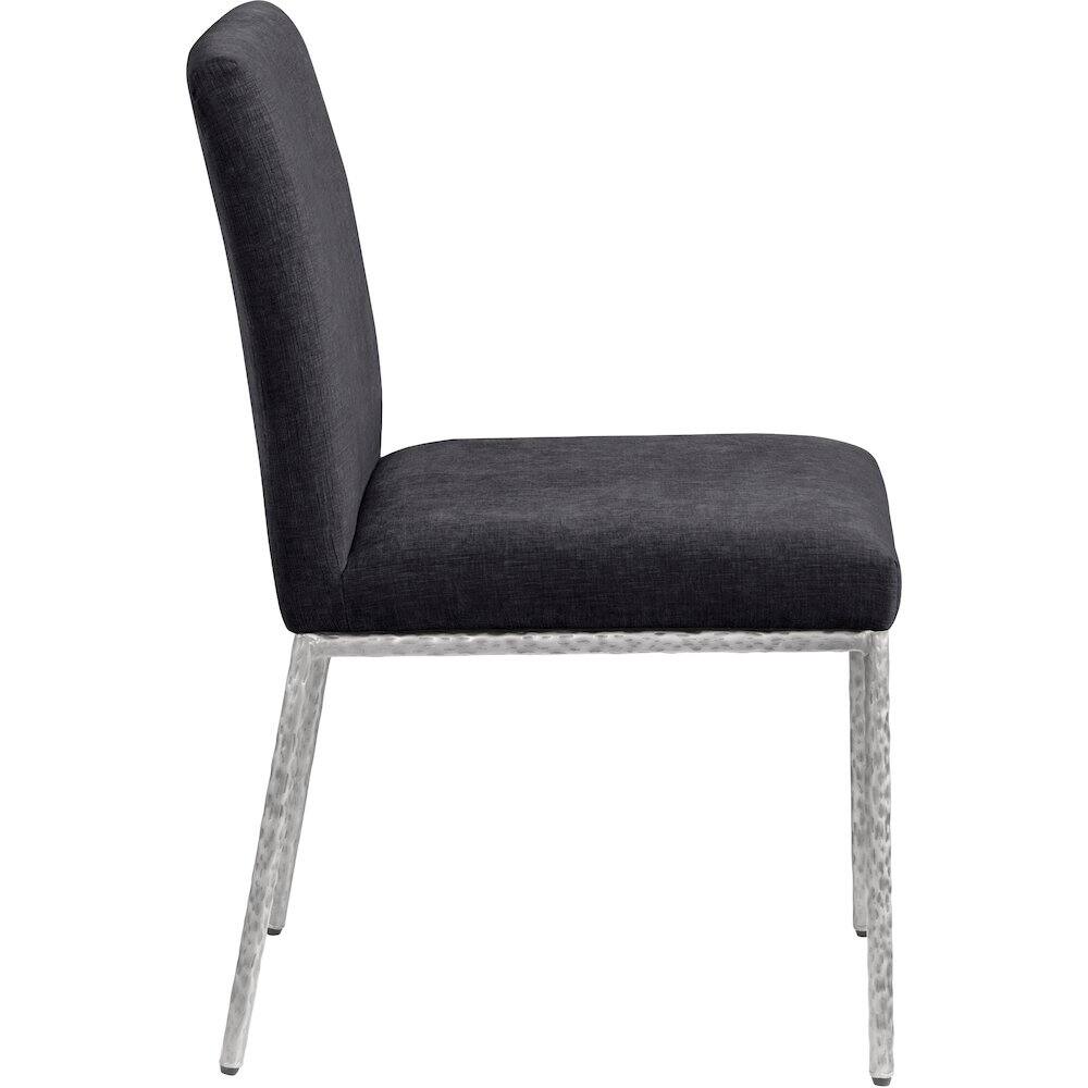 Alt View 3. Meridian Furniture - Reeves Black Chenille Fabric Upholstered Dining Side Chair, Set of 2 - Silver.