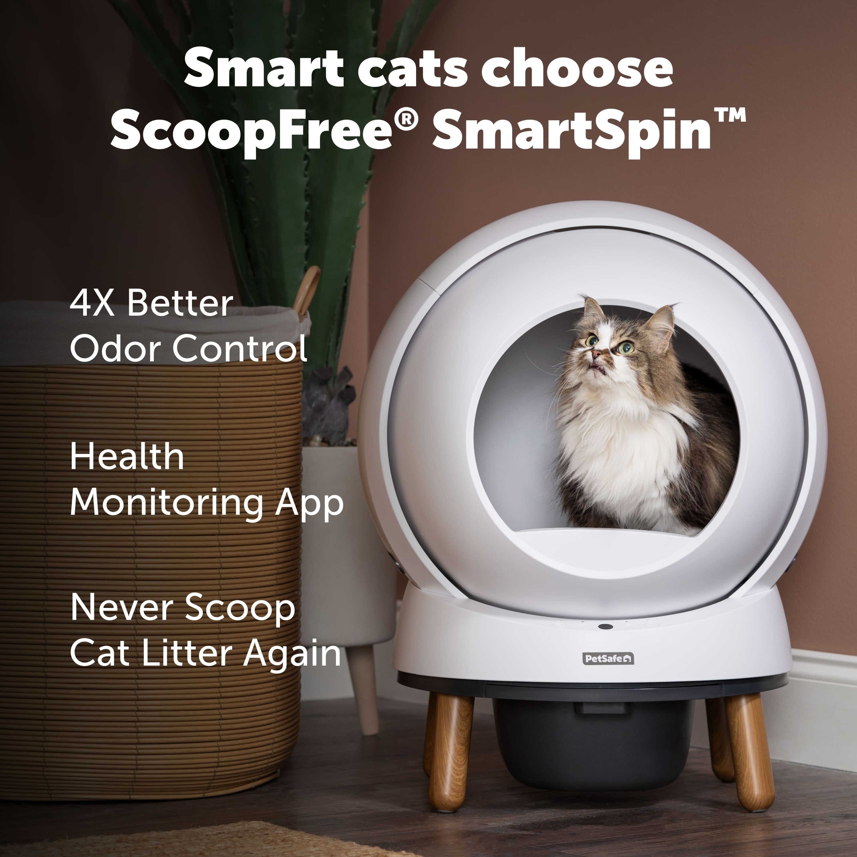 Smart cats choose ScoopFree SmartSpinTM, a 4X better odor control system that includes a health monitoring app and never requires scooping cat litter again. PetSafe offers this innovative solution for cat owners.