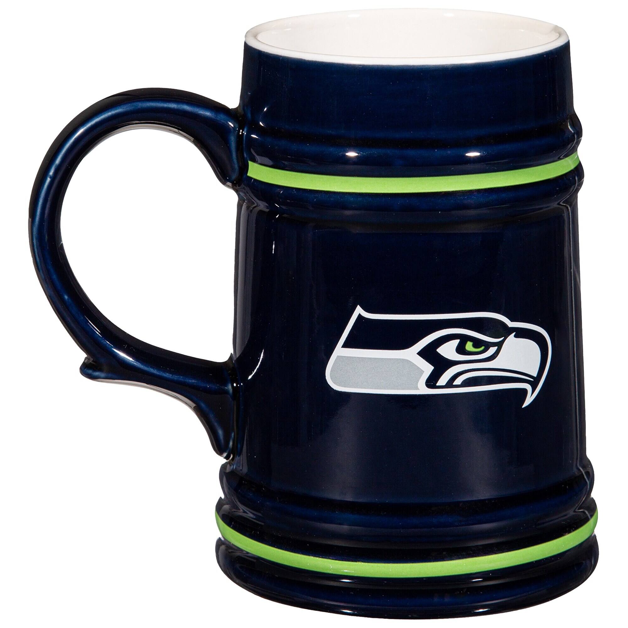 Alt View 1. Evergreen Enterprises - Seattle Seahawks 24oz. Ceramic Stein Cup with Gift Box - Multicolor.