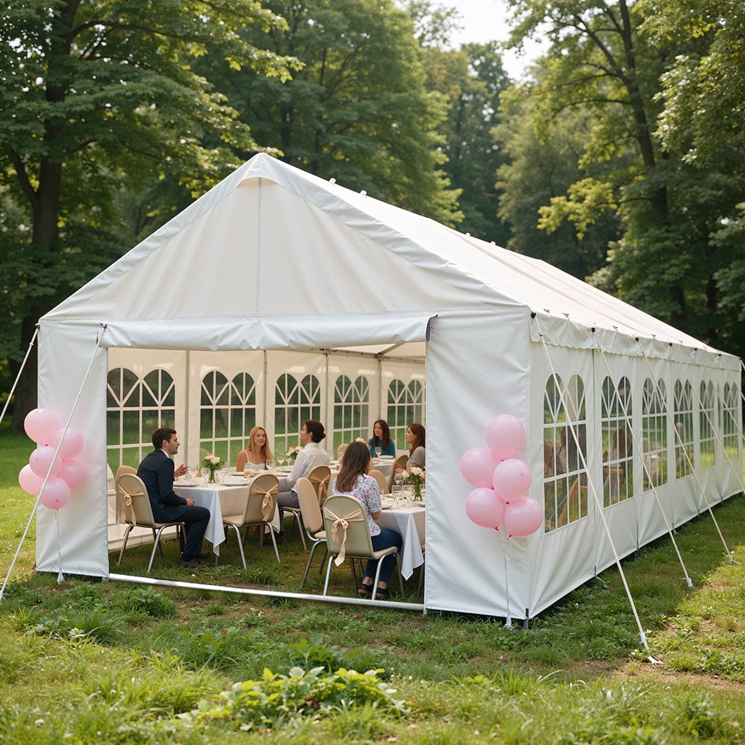 Angle. Mondawe - 20x40 FT Carport Car Canopy Party Tent with 4 Storage Bags & Removable Sidewalls - White.