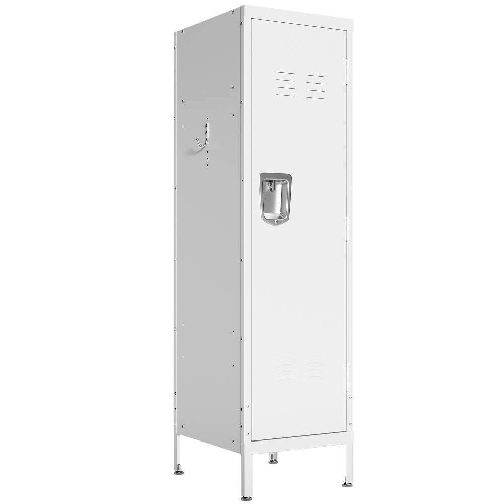 Alt View 9. Loheer - Loheer Tall Metal Wardrobe Cabinet Slim Steel Clothing Locker with Ventilated Door Lock and Side Hooks for Home Office - Matte White.