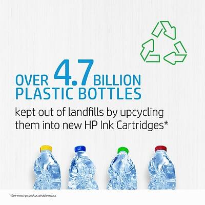 OVER 4.7 BILLION PLASTIC BOTTLES  
kept out of landfills by upcycling them into new HP Ink Cartridges*  
See www.hp.com/sustainableimpact